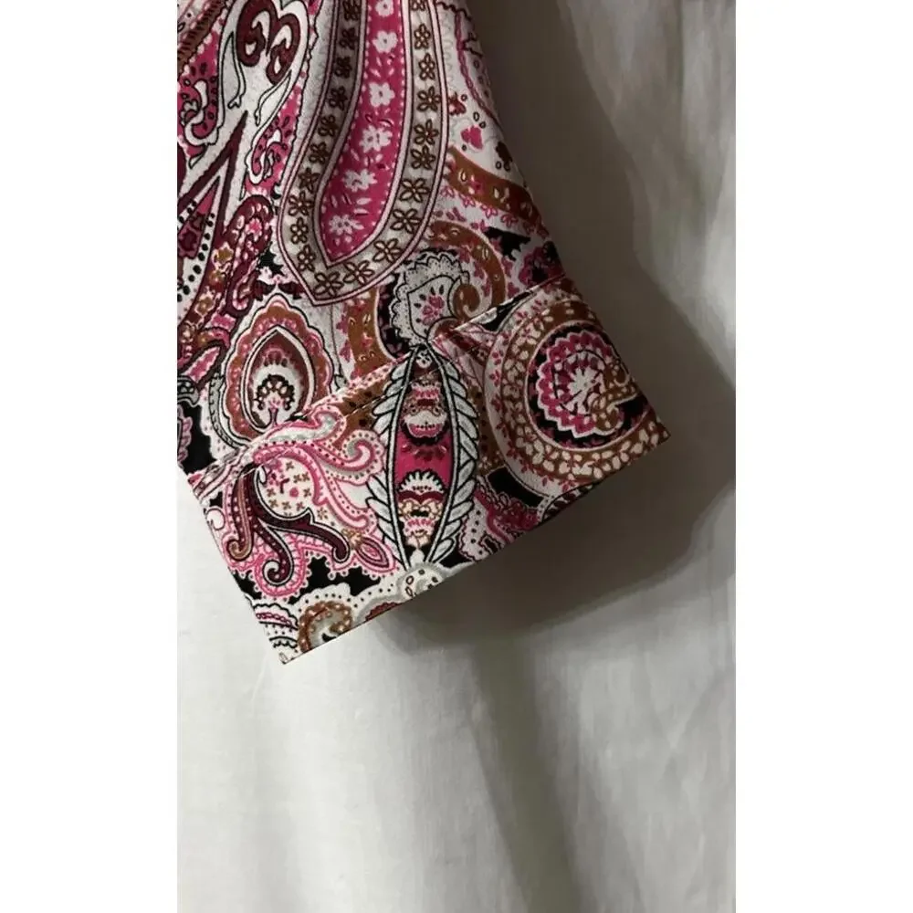 NWT Talbots Womens Long Sleeve‎ Paisley Button Front Shirt Top Blouse M Petite - Picture 6 of 14